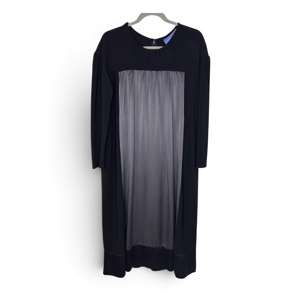 Simply Vera Vera Wang Women's XL Black Gray Silk Panel Midi Dress Long Sleeve